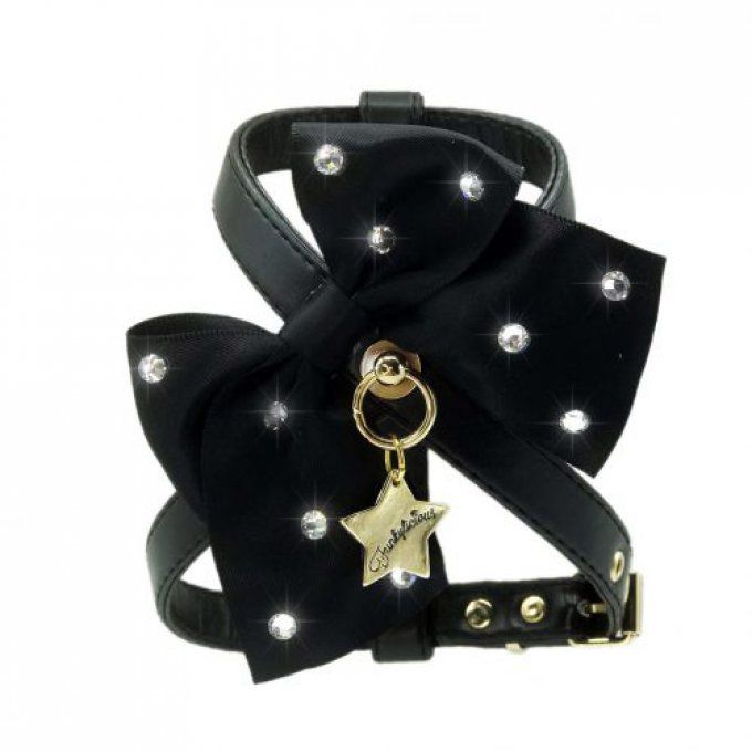 Harnais avec laisse Funkylicious Swarovski Noir